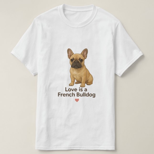 Love is a French Bulldog – Cute Realistic Frenchie T-Shirt (Design vorne)