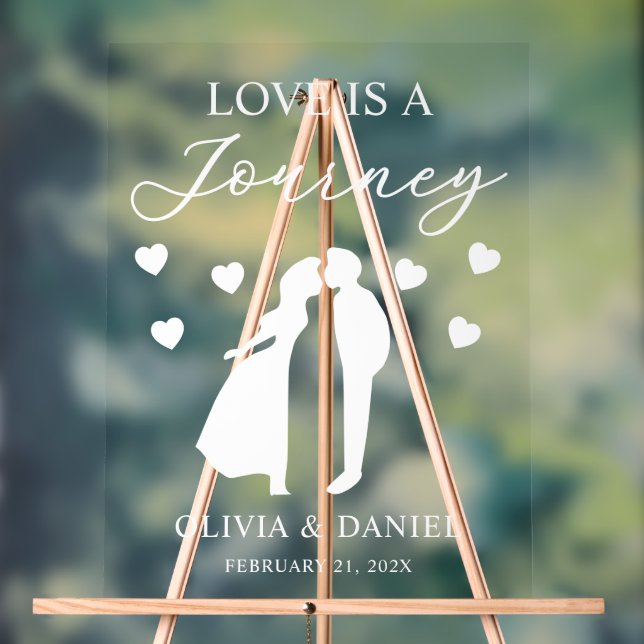 Love is a Journey Personalized Wedding Acrylschild (Neutral)