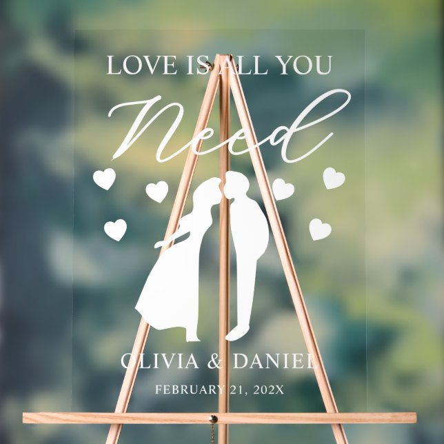 Love is All You Need Custom Wedding Acrylschild (Neutral)