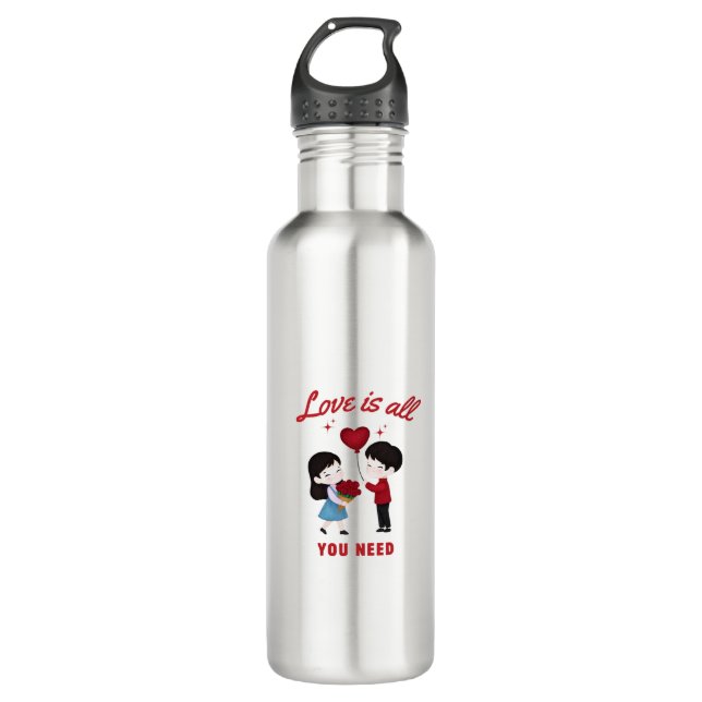 Love Is All You Need Edelstahlflasche (Vorderseite)