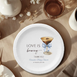 Love is Brewing Blue Coquette Bow Bridal Shower Pappteller