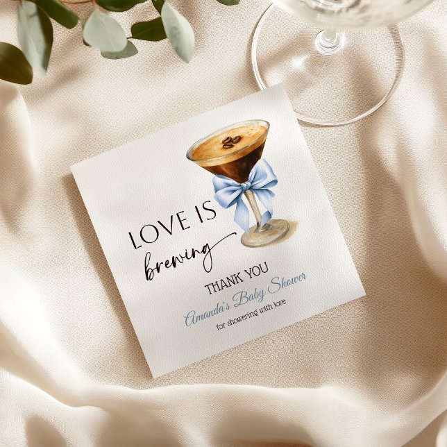 Love is Brewing Blue Coquette Bow Bridal Shower Serviette (Von Creator hochgeladen)