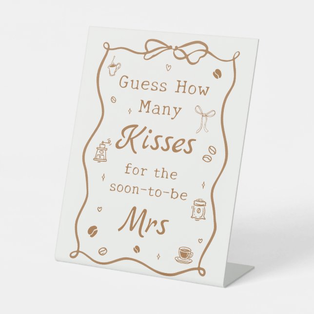 Love is Brewing Bridal Shower Guess how Many Kisse Sockelschild (Vorderseite)