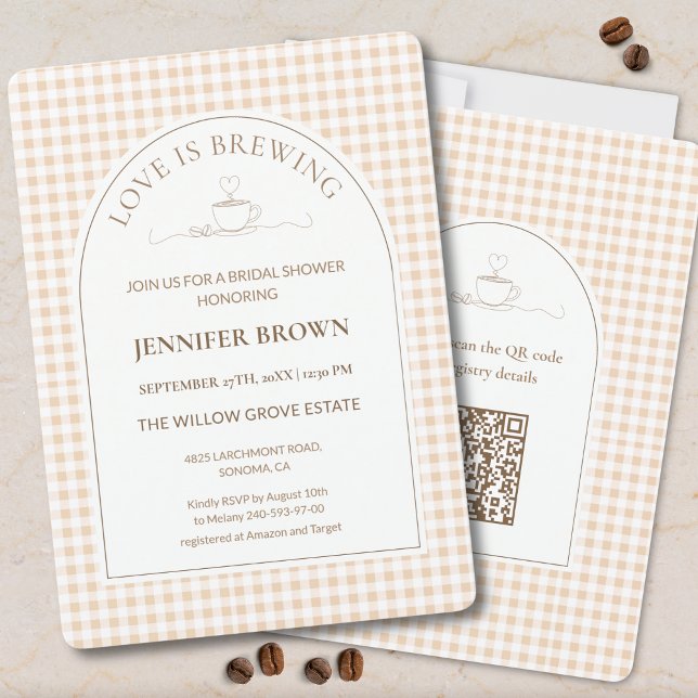 Love Is Brewing Bridal Shower Invitation | Coffee  (Créateur téléchargé)