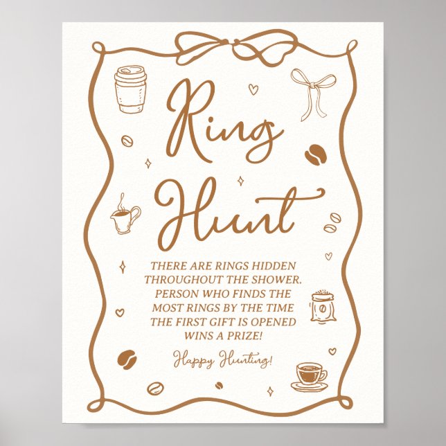 Love is Brewing Bridal Shower Ring Hunt Game Poster (Vorne)