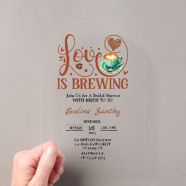 Love Is Brewing Cappuccino Heart Bridal Shower Acryleinladungen