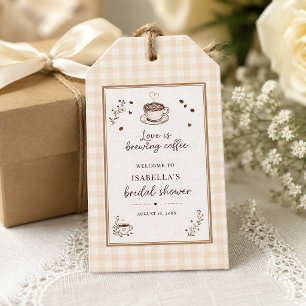 Love Is Brewing Coffee Boho Beige Benutzerdefinier Geschenkanhänger