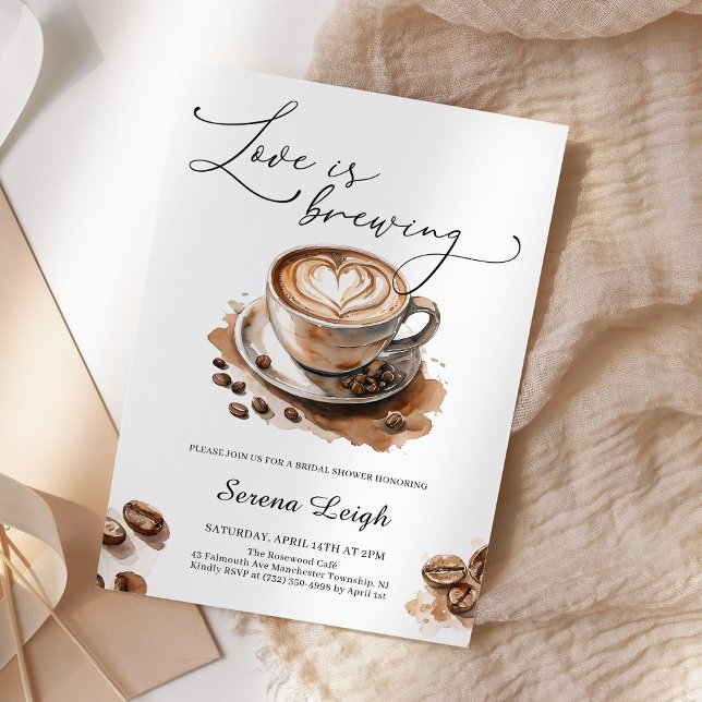 Love is Brewing Coffee Bridal Shower Einladung (Von Creator hochgeladen)