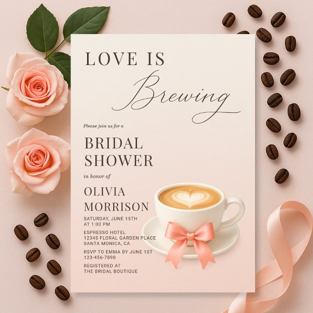 Love is Brewing Coffee Bridal Shower Einladung (Von Creator hochgeladen)