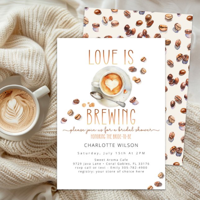 Love Is Brewing Coffee Bridal Shower Invitation Einladung (Love Is Brewing Baby Shower)