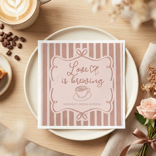 Love is Brewing Coffee Bridal Shower Plates Serviette (Von Creator hochgeladen)