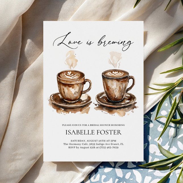Love is Brewing Coffee Rustic Bridal Shower Einladung (Von Creator hochgeladen)