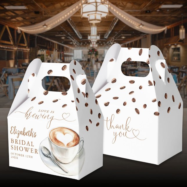 Love Is Brewing Coffee Theme Bridal Shower Geschenkschachtel (Love Is Brewing Coffee Theme Bridal Shower Favor Boxes)