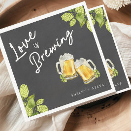 Love Is Brewing Engagement Party Cocktail Napkin Serviette