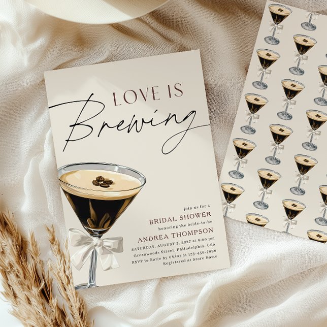 Love is Brewing Espresso Martini Bridal Shower Einladung (Von Creator hochgeladen)
