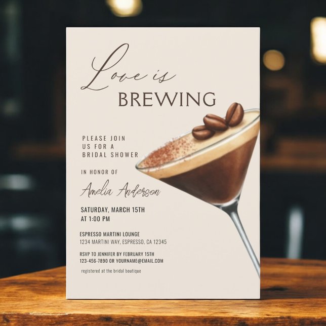Love is Brewing Espresso Martini Bridal Shower Einladung (Von Creator hochgeladen)