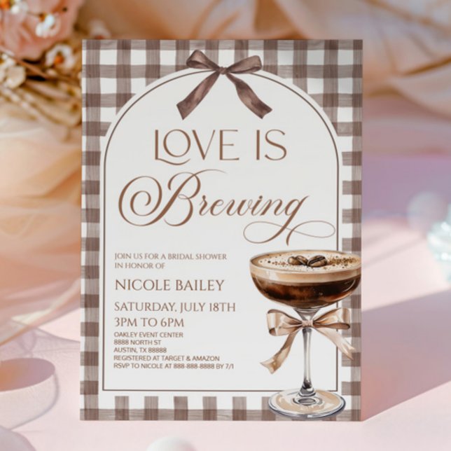 Love Is Brewing Expresso Martini Bow Bridal Shower Einladung (Von Creator hochgeladen)