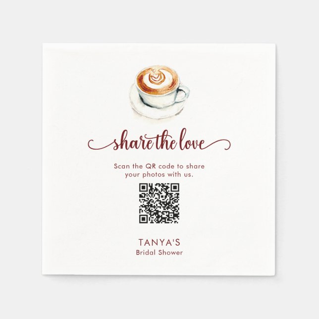 Love is Brewing Share the Love Photos QR Code Serviette (Vorderseite)