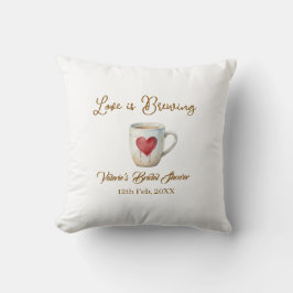 Love is Brewing white coffee mug heart bridal show Kissen