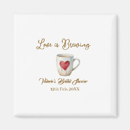 Love is Brewing white coffee mug heart bridal show Magnet