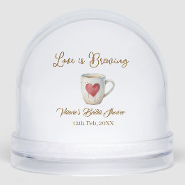 Love is Brewing white coffee mug heart bridal show Schneekugeln