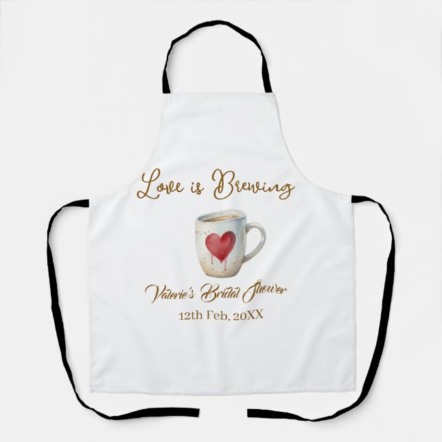 Love is Brewing white coffee mug heart bridal show Schürze (Vorderseite)