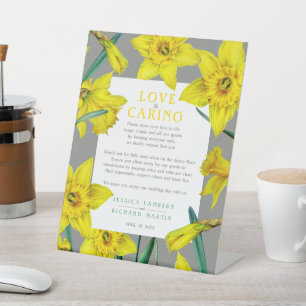 Love is caring yellow spring wedding health pedest sockelschild
