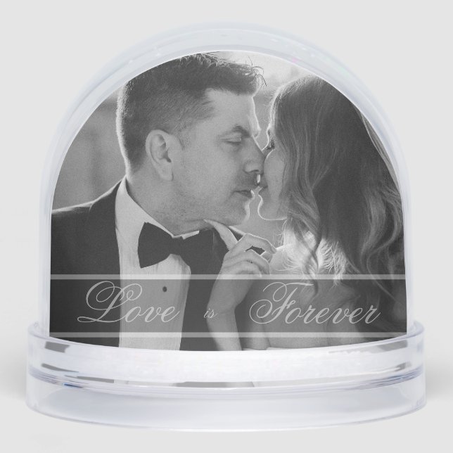 "Love is Forever" Photo Wedding Keepsake Schneekugeln (Vorderseite)