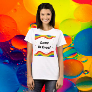 Love is Free : T-shirt arc-en-ciel de fierté