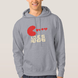 Love Is Hungry – Retro Pixel-Herzen Hoodie