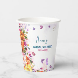 love is in bloom colorful wildflower bridal shower pappbecher
