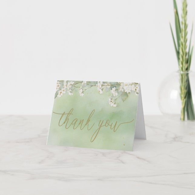Love Is in Bloom Green Bridal Shower Dankeskarte (Vorderseite)