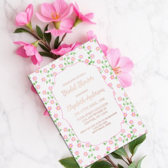 Love Is In Bloom Pink Floral Bridal Shower Folieneinladung (Von Creator hochgeladen)
