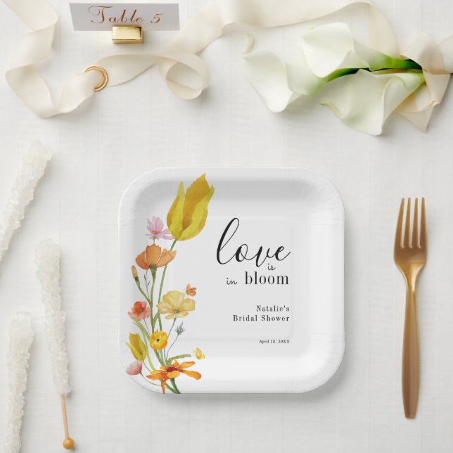 Love is in Bloom Spring Wildflower Bridal Shower Pappteller (Hochzeit)