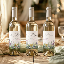 Love is in Bloom Wildflower Floral Bridal Shower Weinetikett