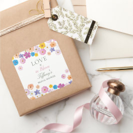 Love is in Bloom Wildflower Garden Bridal Shower Quadratischer Aufkleber
