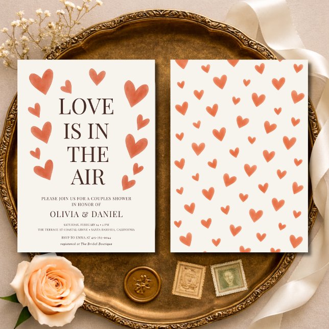 Love is in the Air Hearts Couples Shower Einladung (Von Creator hochgeladen)
