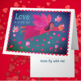 Love is in the Air Personalized Folk Art Angel  Feiertagskarte