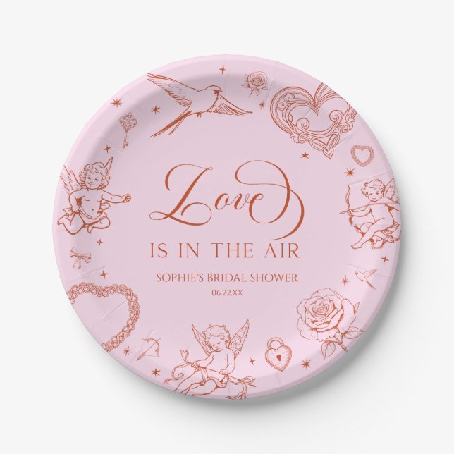 Love Is In The Air Valentine's Day Bridal Shower Pappteller (Vorderseite)