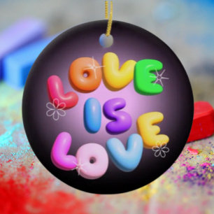 Love Is Love 3D Regenbogen-Stolz-Ornament Keramik Ornament