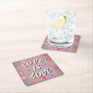 Love Is Love Pride Carré Dessous de Verre en Papie