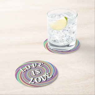 Love Is Love Pride Rond Sous-Verre en Papier