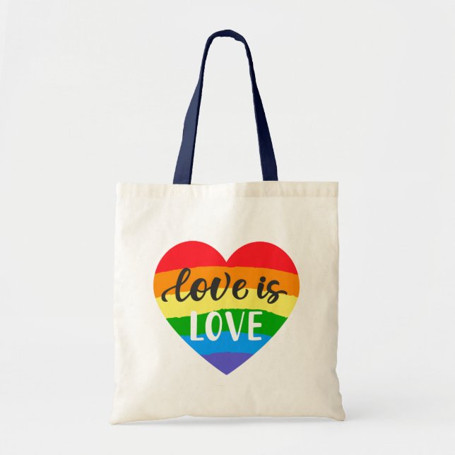 Love is Love Rainbow Heart Tragetasche (Vorne)