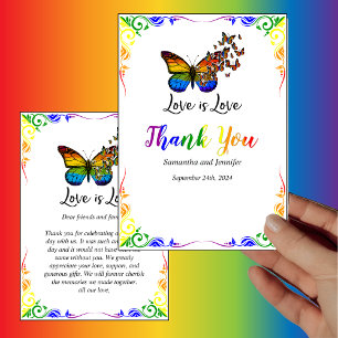 Love is Love Rainbow Theme Carte de remerciements