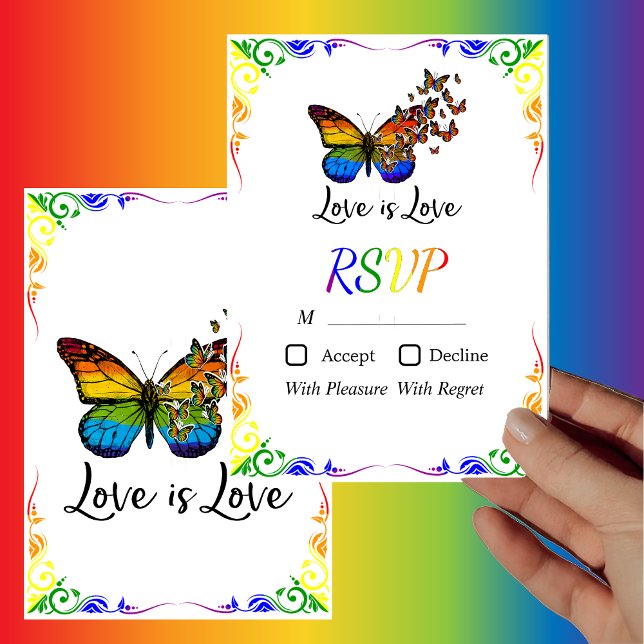 Love is Love Rainbow Theme Wedding Carte RSVP (Créateur téléchargé)