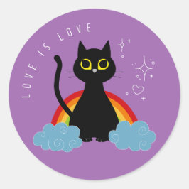 LOVE IS LOVE - Sticker pour chat noir arc-en-ciel