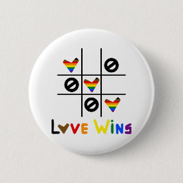 Love Is Love Tic Tac Toe Rainbow Pride Flag LGBTQ+ Button