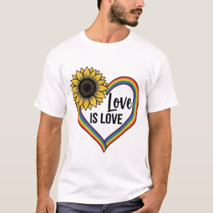 Love Is Love Tournesol Cœur Vintage Vector T-Shirt