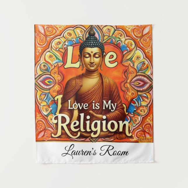 LOVE IS MY RELIGION WALL ART TAPESTRY WANDTEPPICH (Vorderseite)