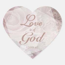 Love is of God Pale Pink Florals Herz-Aufkleber